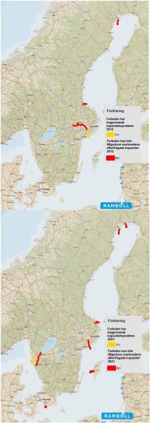 Sjöfart - Brister & Utmaningar Farleder Kapacitetsbrister i farleder som kvarstår efter 2025, samt