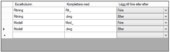 Sida 12 av 12 Välj den kolumn som du vill utföra en komplettering på. Ange vad programmet ska komplettera med. Välj om du vill komplettera före eller efter.