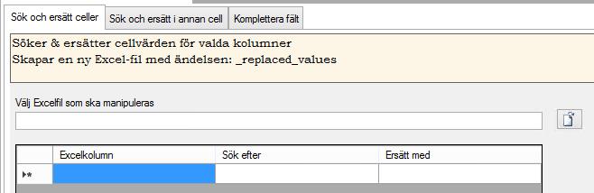 Sida 5 av 12 3.1 Sök och ersätt cellvärden Man kan utföra enklare sök- och ersätt-operationer på ett Exceldokument.