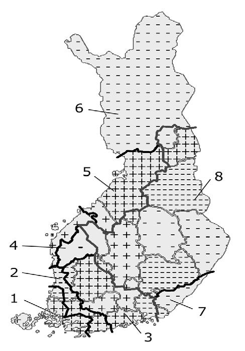 Under de tre senaste årtiondena och redan tidigare ökade folkmängden i de västra och södra delarna i landet samt i Norra Österbotten.