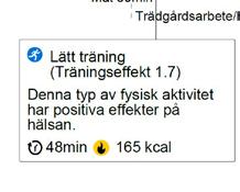 Träningseffekt (TE) visar effekten av ett enskilt träningspass på konditionen. Träningseffektens skala är 1-5 (se höger). 5.0 Tillfällig överkompenserande 4.0-4.9 Starkt förbättra konditionen 3.0-3.