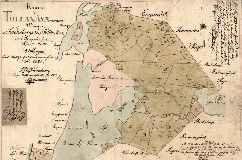 Map of the farm lands belonging to the farm Tullanäs, Västra Torsås parish You find the soldier cottage mentioned in this article just south of the road to the farm under the name Enganäs at the map