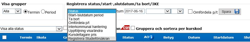 Sida 27 av 38 Studieförsäkran Under Notifieringar på Alvis startsida kan du se om det finns elever med kursstarter som saknar studieförsäkran från skolan.