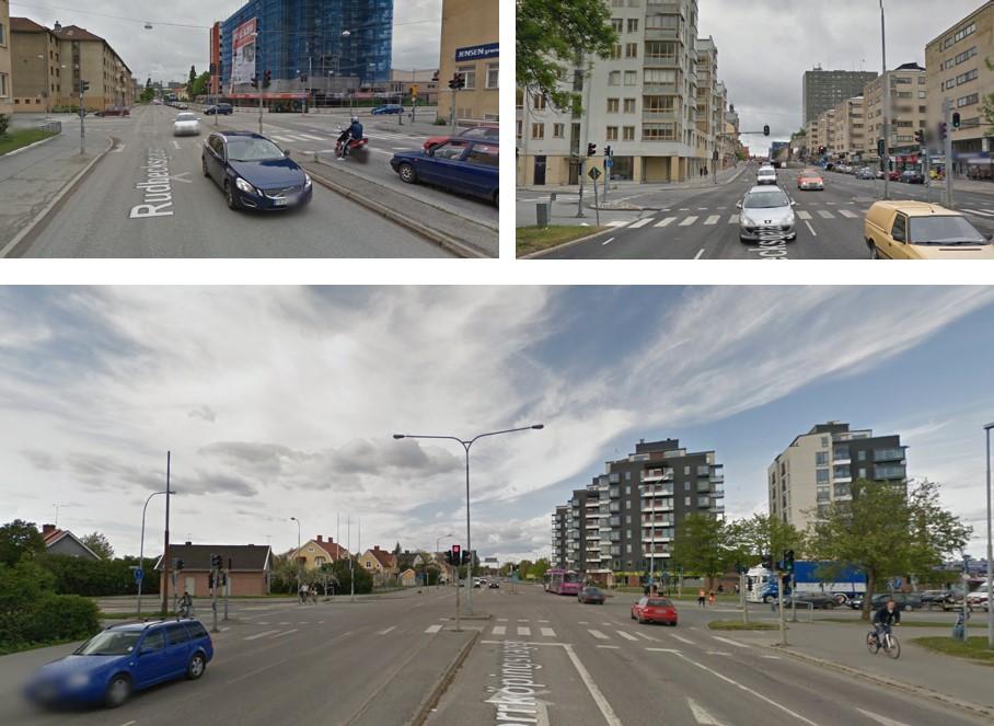 7 Figur 7 På sträckan mellan Studentgatan och Konserthuset är det tätt mellan de signalreglerade korsningarna och i flera av dessa är det