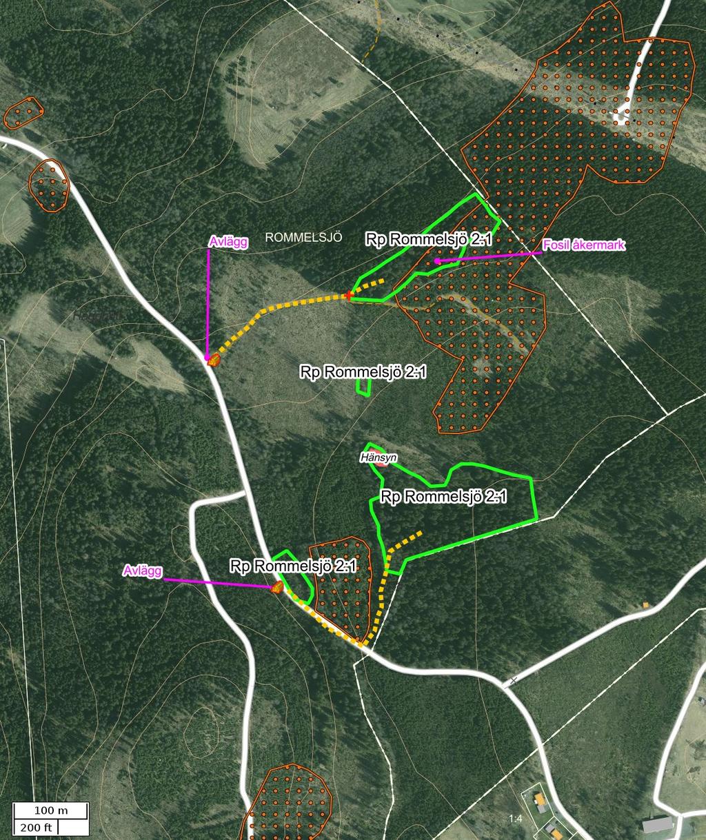 Traktdirektiv 2017-09-29 16:46 Rp Rommelsjö 2:1 Hushållningssällskapet Skog Detaljkarta Skala: ~1:5000