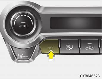 Lär känna bilen Stänga av Tryck på fläktens OFF (AV)-knapp för att stänga av klimatanläggningen. Det går fortfarande att använda knapparna för luftintag så länge tändningslåset är i "ON"-läget.