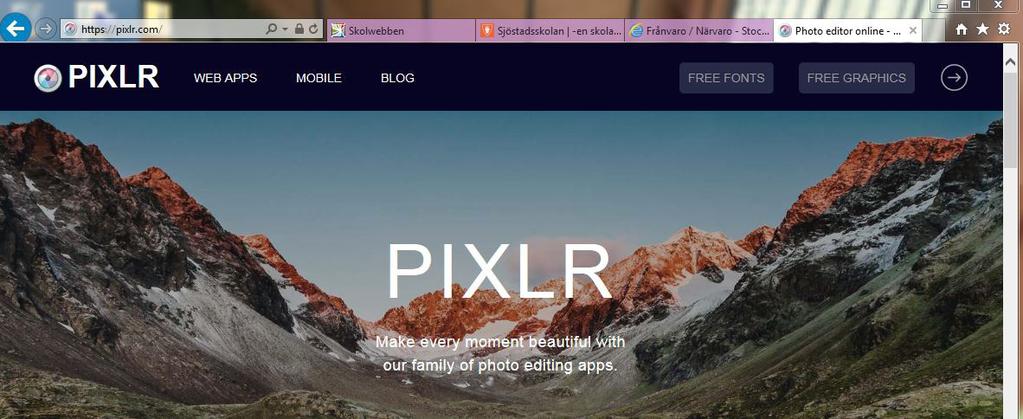 com Klicka på WEB APPS och välj PIXLR EDITOR och där klicka