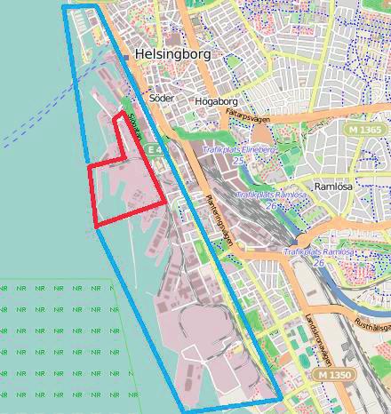 Intermodala godsterminaler 6.3 Västhamnen, Helsingborgs hamn Helsingborgs hamnområde sträcker sig längs kusten i stadens västra/sydvästra delar.