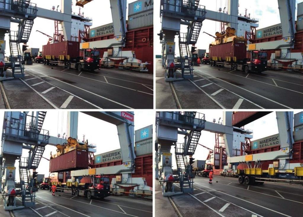 I det avseendet är grensletruckar bättre än reachstackers eftersom de kräver mindre utrymme vid framfart.