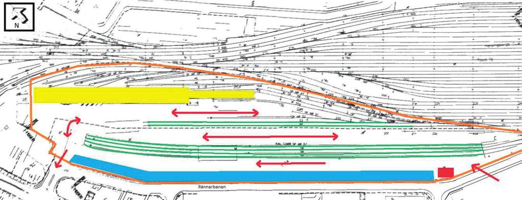 En jämförelsestudie ur ett användarperspektiv 6.4 Jernhusens kombiterminal, Rännarbanan i Helsingborg Helsingborgs kombiterminal är placerad i direkt anslutning till Green Cargos rangerbangård.