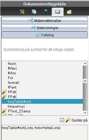 Sid 3: Att vi har en frekvenstabell betyder att någon har skapat den utifrån rapporterade värden från varje elev. Vi ska nu först skapa en tredje variabel Rådata i kalkylarket.