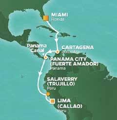 Kryssning med Azamara Pursuit genom Panamakanalen Upplev underverket Machu Picchu PRELIMINÄRA FLYGTIDER DAG FLYG TIDER FLYGTID 19 nov Stockholm Paris 06.05 08.45 2h 40 19 nov Paris Miami 13.50 17.