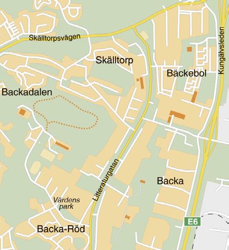 Kollektivtrafiken i området är välutvecklad och det går kontinuerligt bussar till centrala Göteborg.