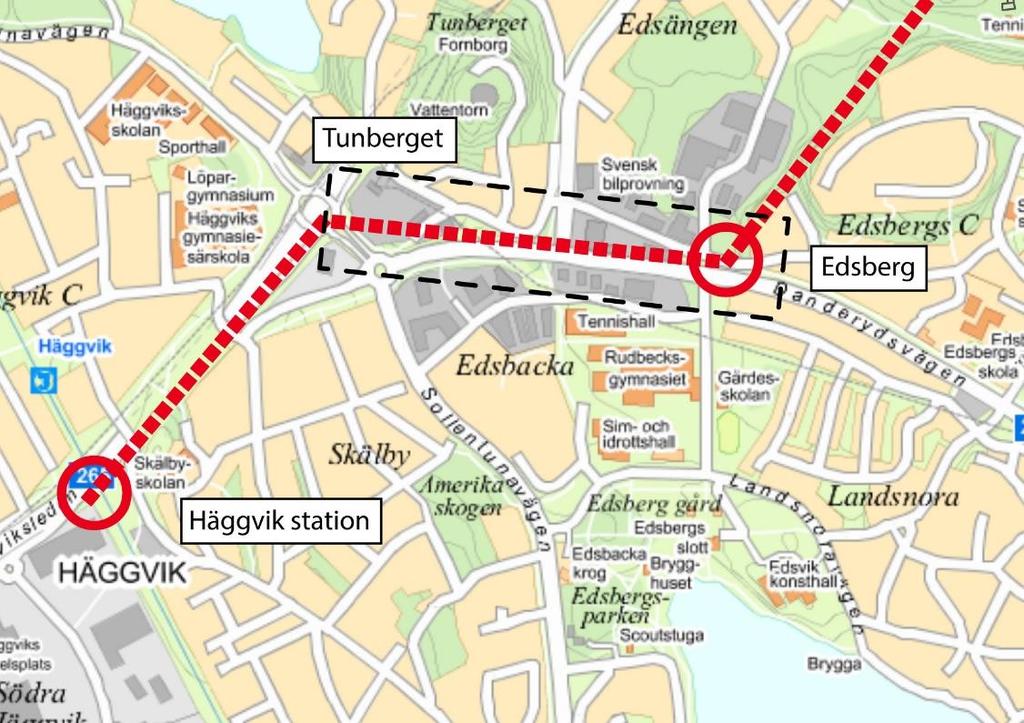 29 Figur 3-6 Linbanesträckning mellan Tunberget och Edsberg.