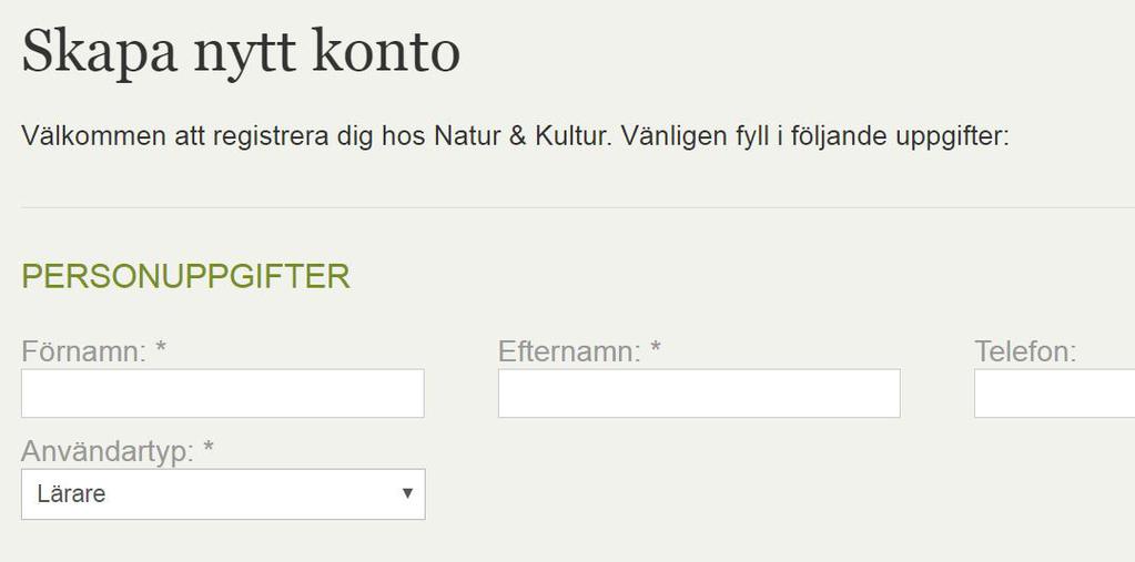 Klicka på Skapa konto.