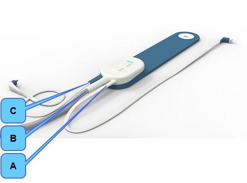 Diagnostisk probe D. Styrplatta E. Kontralateral hörtelefon F. Probekabelanslutningar Probekabelanslutningar A.