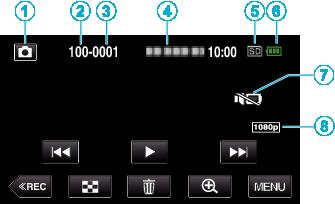 Indikationer på LCD-skärmen Stillbildsuppspelning A Stillbildsläge 0 Växlar mellan video- och