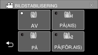 Inspelning Minska kameraskakning När bildstabilisatorn är på, kan kameravibrationer under videoinspelning reduceras effektivt 1 Tryck på MENU Inställning b AV a PÅ r PÅ (AIS) Detaljer Inaktiverar