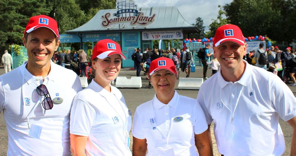 Fest i dagarna tre Projektgruppen som arbetat med 175-årsfirandet på Skara Sommarland, David Seiving, Elin Nilsson, Anne-Christine Brandels och Sven-David Malmesved.