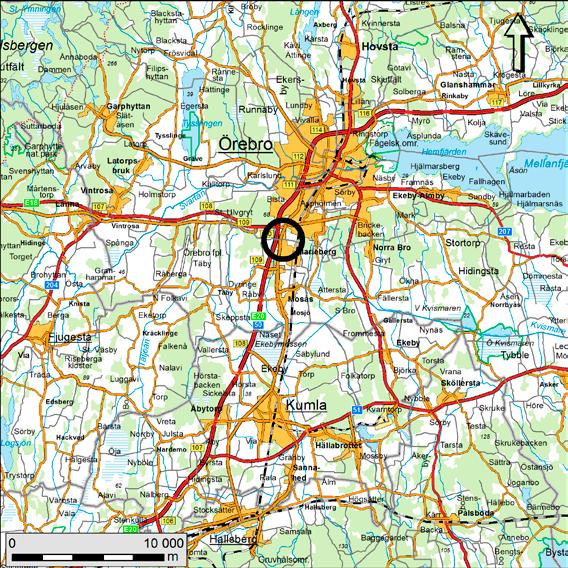 Avrättningsplatsen i Örebro Figur 1. Översiktskarta över trakten kring Örebro stad.