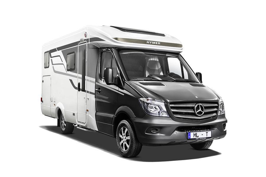 Utsida och förvaring HYMER ML-T frontvy Förarhytten i HYMER ML-T är som standard hållen i svart-grått, som tillval finns följande ytterfärger: - grafitgrå