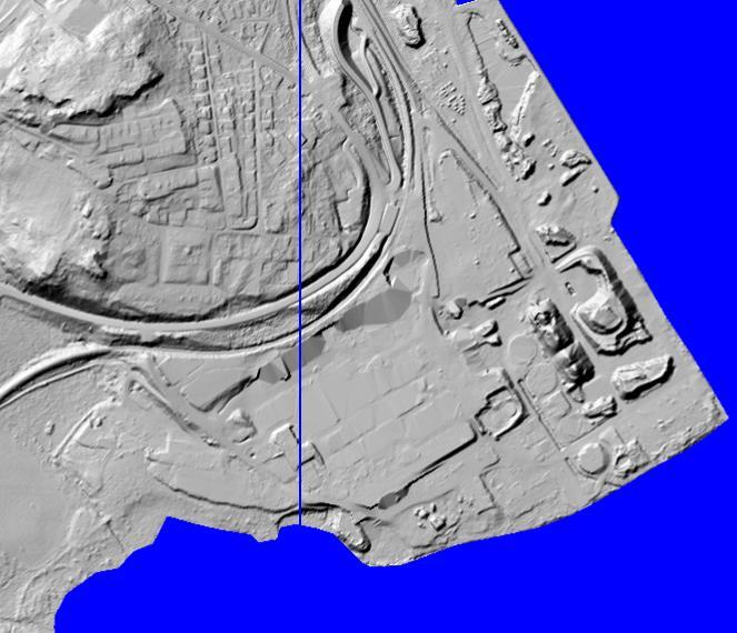 Figur 1: Topografisk översikt över Östrands industriområde baserad på NNH-data från 2014.