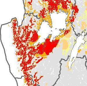 Produkt: Riksöversikt finkorniga jordars skredbenägenhet Senast uppdaterad: 2016-12-15 Producent: Sveriges geologiska undersökning (SGU), www.sgu.se.