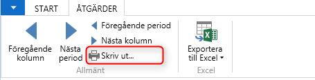 Exportera till Excel När du står i matrisen för kontouppställningen kan du välja att exportera rapporten till Excel. Det gör du genom att klicka på Exportera till Excel.