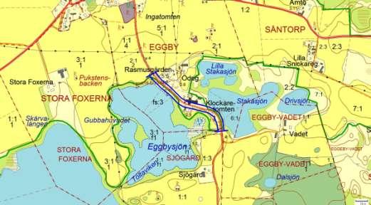 7. Eggby kyrkby 0,5 km Allmänt Vägen går här genom Eggby kyrkby med ett flertal bostadshus och tomter ända fram till vägen. Utmed vägen finns flera häckar och en stenmur. Här finns också Eggby kyrka.