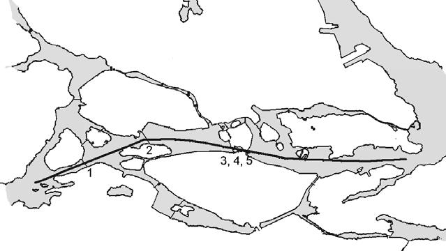 2.5 Trafiken till och från Saltsjö - Mälarsnittet Saltsjö-Mälarsnittet utgörs av de broar som förbinder den norra länshalvan med den södra. Figur 29: Saltsjö-Mälarsnittets gränser.