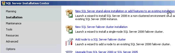Välj "New Server stand-alone installation" länken till höger i rutan som visas: Licensvillkor: Klicka i