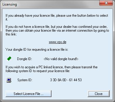 Då licensen ska aktiveras är tillvägagångssättet liknande, men Ni klickar på Select Licence File och anger sökvägen