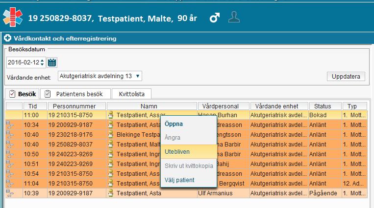 LANDSTINGET KRONOBERG 2016-03-15 15 (17) Vid makulering skrivs ett makuleringskvitto ut. Det ska skrivas på av patienten om pengar lämnas tillbaka.