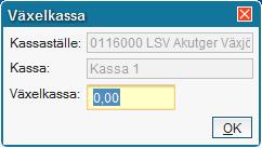 Ange växelkassan till 0 kr och klicka på Ok. Kassan öppnar sig och registreringar kan göras. 1.