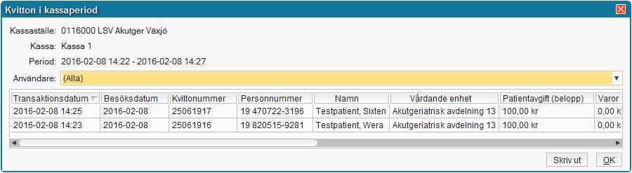 LANDSTINGET KRONOBERG 2016-03-15 4 (17) 1.1.4 Kassaperioder ingående kvitton Man kan se alla registreringar gjorda under en kassaperiod i funktionen Kassaperioder.