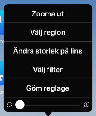 Så här aktiverar du zoomfunktionen: Tryck snabbt två gånger med tre fingrar för att starta zoomning, eller för att stänga av funktion.