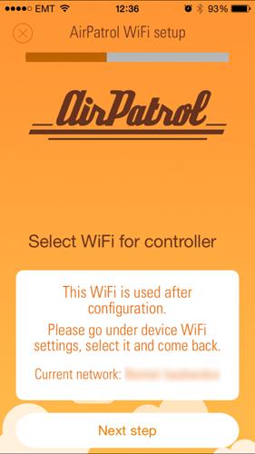 Inställning av AirPatrol WiFi 2 Anslutning till WiFi & ihopparning Välj WiFi-nätverket för din AirPatrol styrenhet.