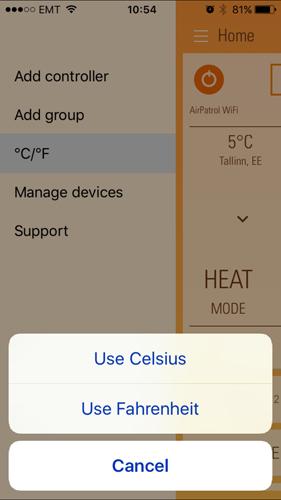 Celsius / Fahrenheit Växla mellan olika temperaturlägen Du har möjlighet att välja om du vill att temperaturen ska visas i Celsius eller Fahrenheit.