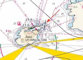 9 Nr 53 Sweden. Kattegat. Glommen fishing harbour. Less depths in the entrance. Parts of outer western breakwater have collapsed in the harbour entrance and depths is less than charted.