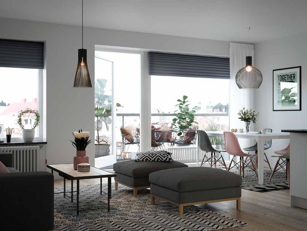 Detta är en visionsbild framtagen tidigt i projektet och förändringar i utformning kan ske under projektering. PLANERAT FÖR EN SKÖNARE VARDAG I Brf Porten finns lägenheter från 35 125 kvadratmeter.