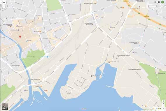 Utmed småbåtshamnen löper gång- och cykel- Centrum Södra Ringvägen Kungsängsgatan Mälarstrandsgatan Viksäng De blå taken visar Brf Porten.