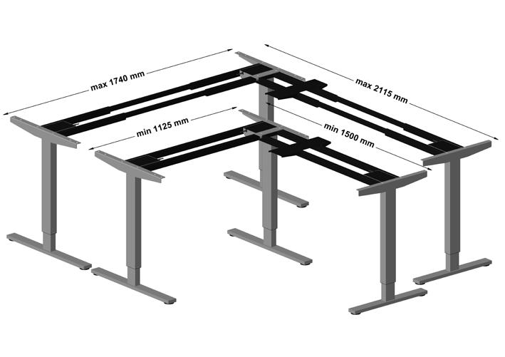 Eldrivet Stå&Sitt 3-pelarstativ AERO FLEX Belastning: 150 kg utbredd last. Färg: Svart, vit, silver 9006, krom. Alternativa utföranden på fot till Aero och Classic.