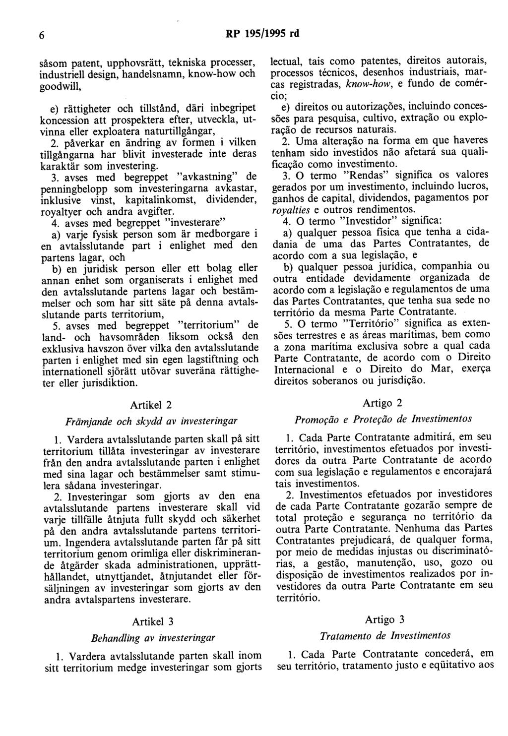 6 RP 195/1995 rd såsom patent, upphovsrätt, tekniska processer, industriell design, handelsnamn, know-how och goodwill, e) rättigheter och tillstånd, däri inbegripet koncession att prospektera efter,