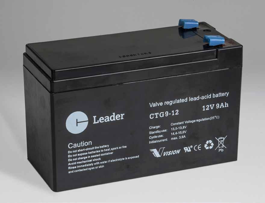 BLYBATTERIER LEADER LEADER Vårt mest sålda blybatteri LEADER är ett ventilreglerat blybatteri av typ AGM (Absorbed Glass Mat), konstruerat för att passa de flesta cykliska- och standbyapplikationer.