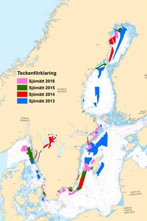 Sjögeografisk information Sjöfartsverket har en långsiktig plan för sjömätningen av svenska vatten. Under 2016 sjömätte myndigheten 6647 km2.