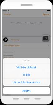 Det går också bra att lägga till kvittobilden senare. Klicka på Avbryt och sedan på kamerasymbolen.