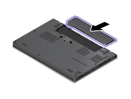 6. Sätt dit ett nytt batteri. Det ska klicka till när det är på plats. Kontrollera att batterispärrarna är i låst läge. 7. Vänd datorn rätt igen. Anslut nätadaptern till datorn.