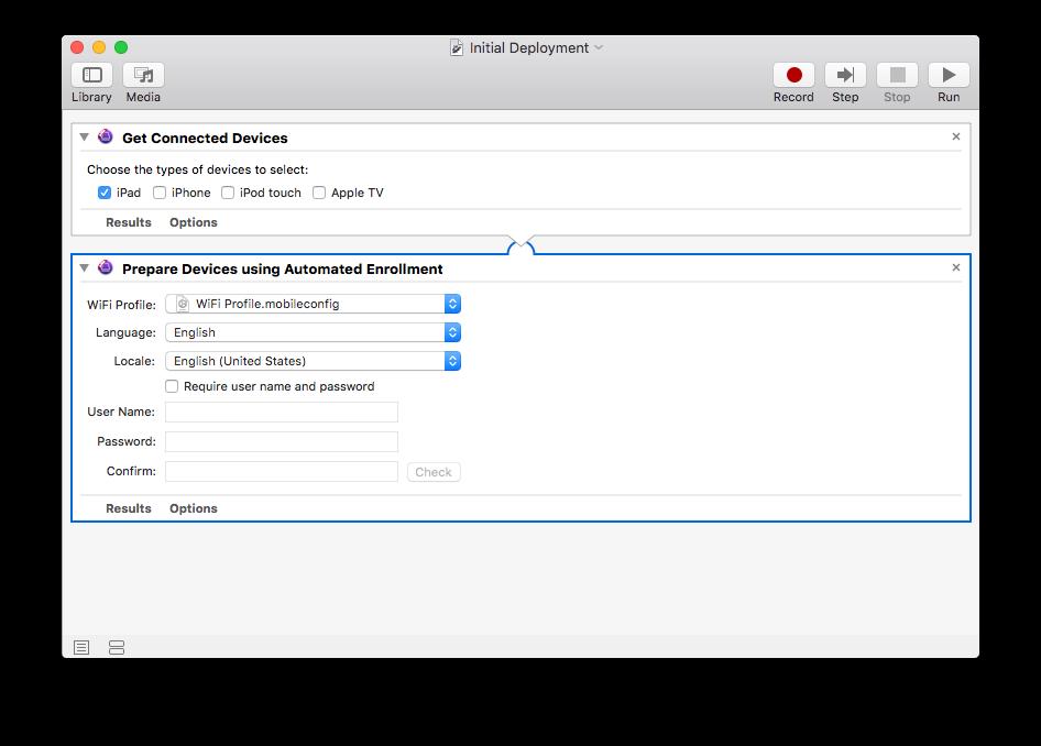 Skapa en wifi-konfigurationsprofil Skapa en konfigurationsprofil med inloggningsuppgifterna till nätverket med Apple Configurator 2.