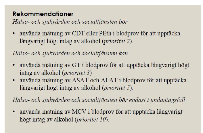 Diagnostik, alkoholberoende (>3