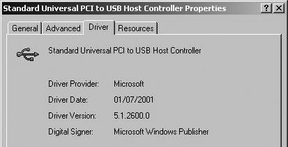 Man skal anvende driveren, hvor [Microsoft] vises under [Driver Provider] under fanen [Driver].